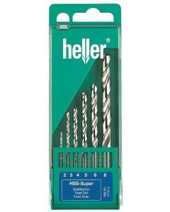 Heller  Drill Set - HSS-G Super DIN338 RN - sizes 2,3,4,5,6 & 8mm in a plastic carrier